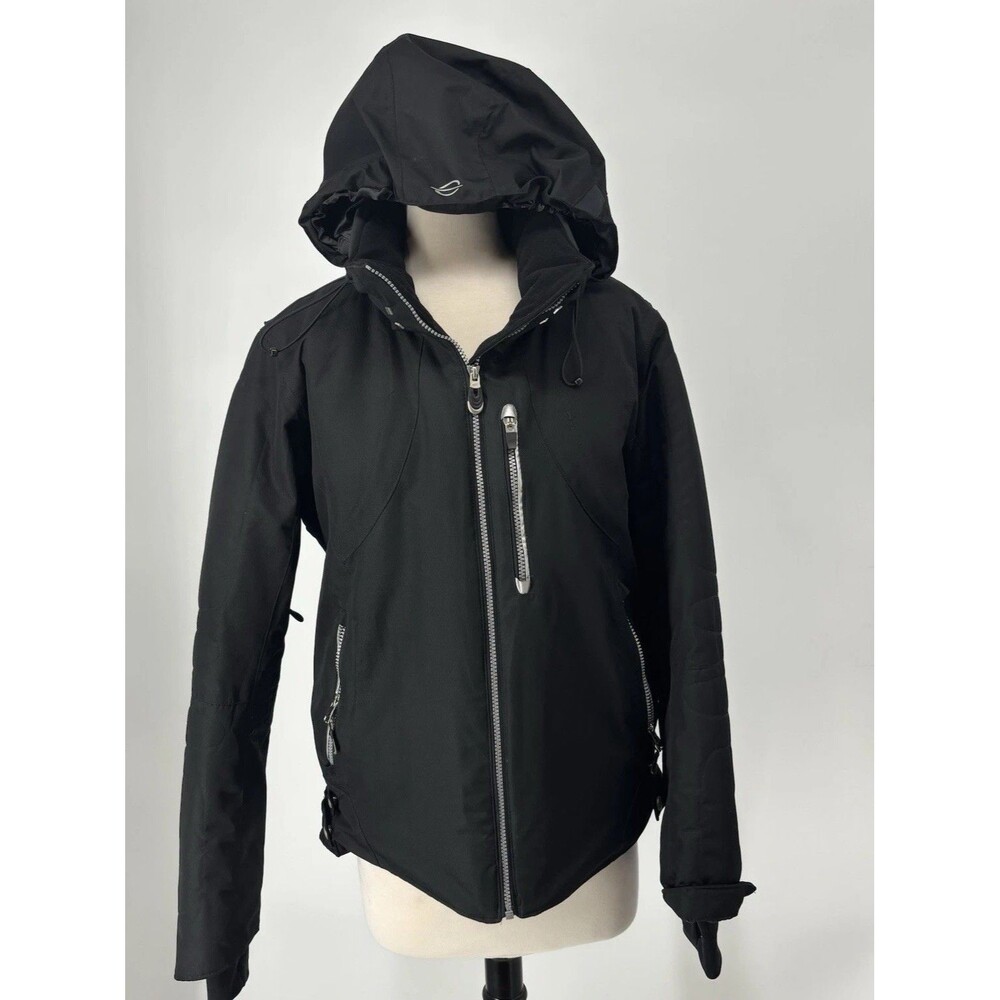 Obermeyer Womens 12 Black Insulated Ski Jacket Hooded Snowboard Winter Coat